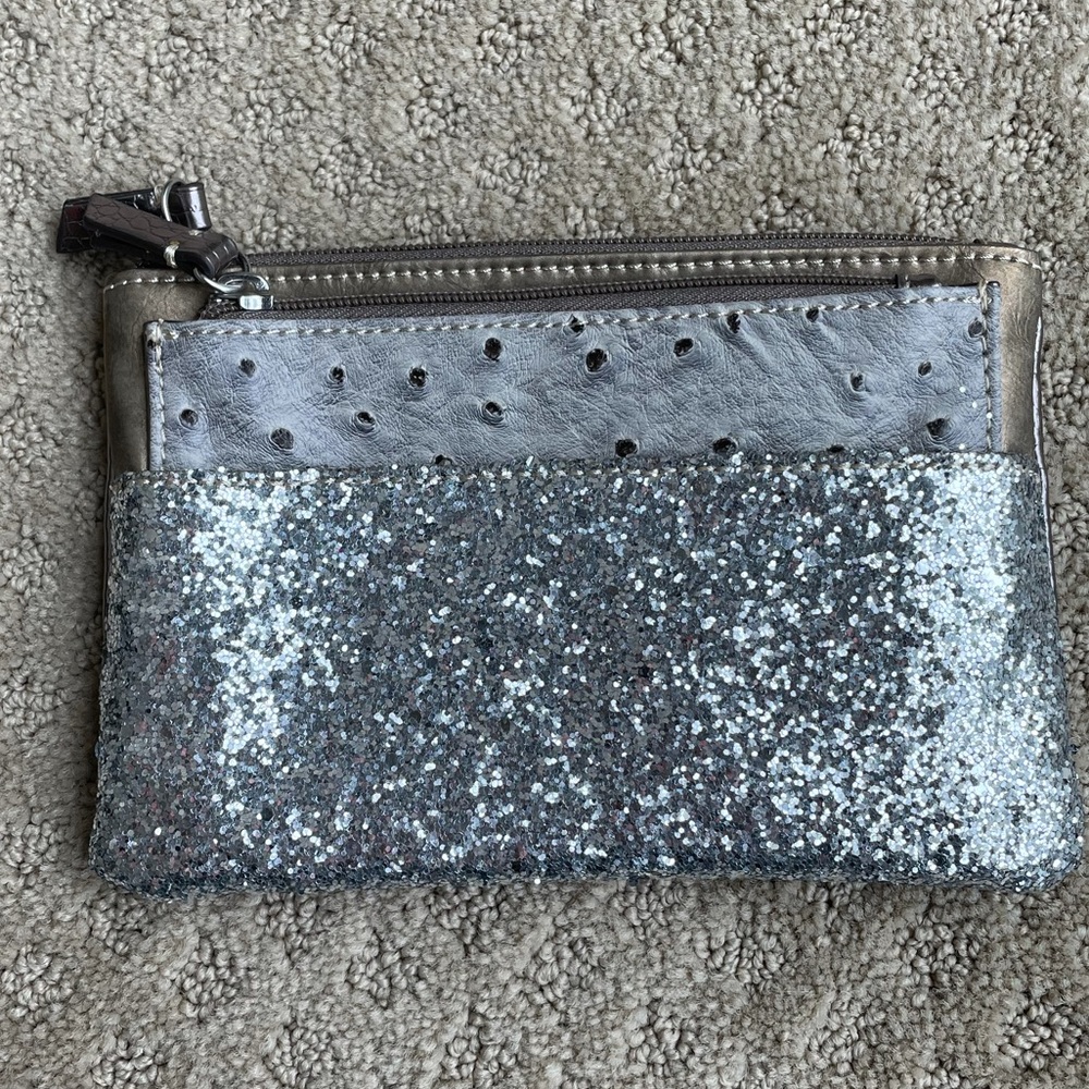 Live Love Loft Silver Glittery Pouch
